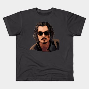 Johhny Depp Portait with dark sunglasses Kids T-Shirt